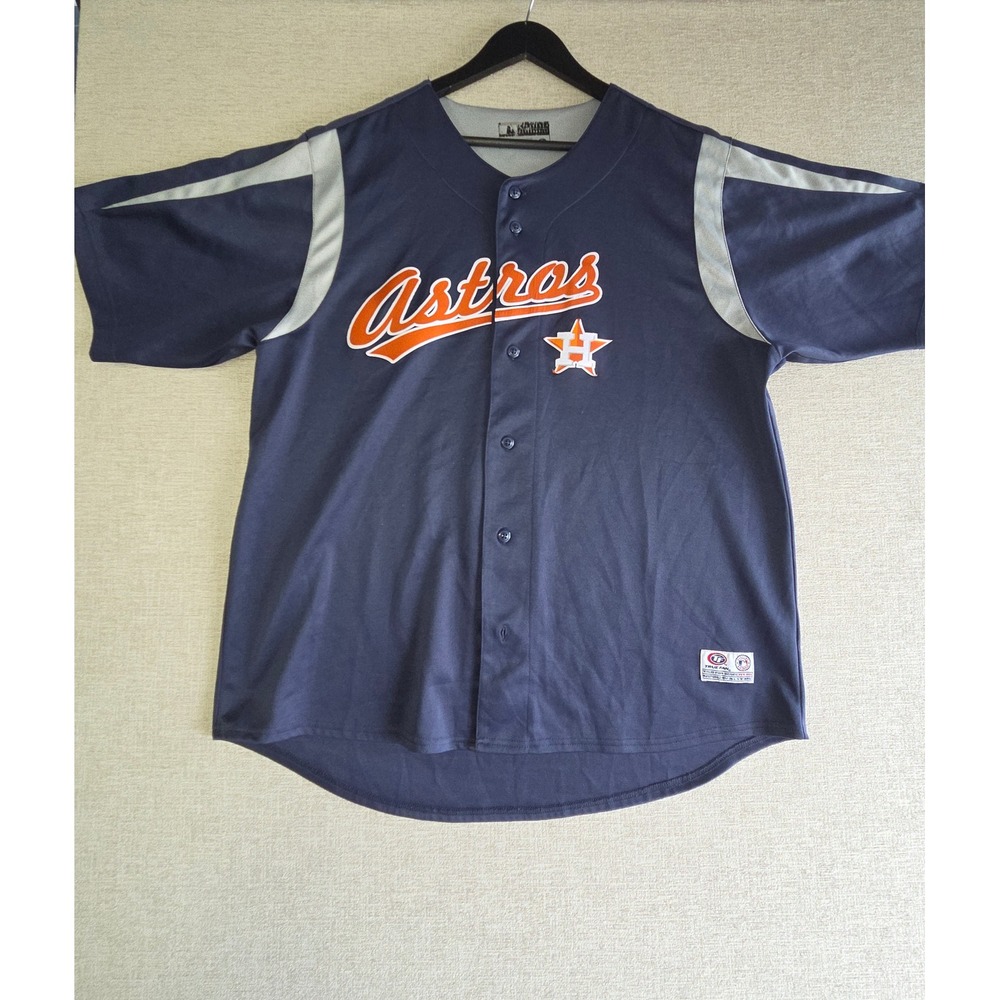 Houston Astros True Fan Adult XL Button Up MLB Baseball Jersey Navy Blue